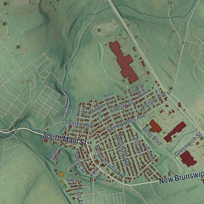 Close-up of the map of Pohatcong, New Jersey print showing street and building detail