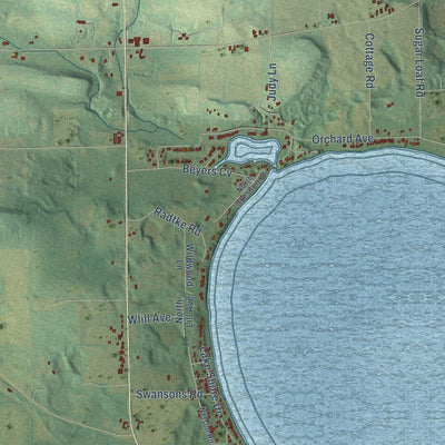 Close-up of the map of the Town of Princeton, Wisconsin print showing street and building detail