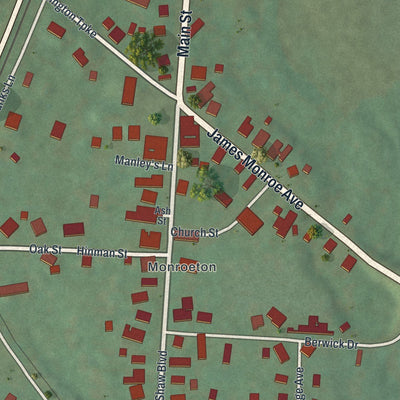 Close-up of the map of the Borough of Monroe, Bradford County, Pennsylvania print showing street and building detail