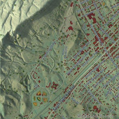 Close-up of the map of Rockwood, Tennessee print showing street and building detail
