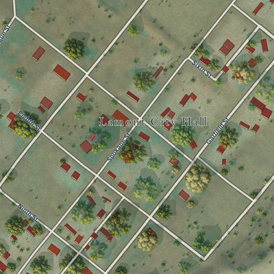 Close-up of the map of Lamont, Washington print showing street and building detail