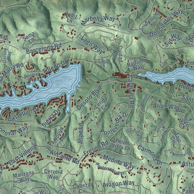Close-up of the map of Hot Springs Village, Arkansas print showing street and building detail