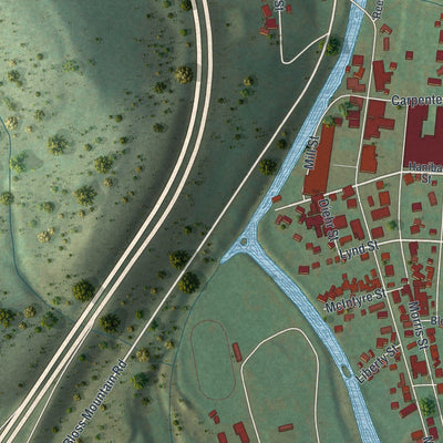 Close-up of the map of Blossburg, Pennsylvania print showing street and building detail