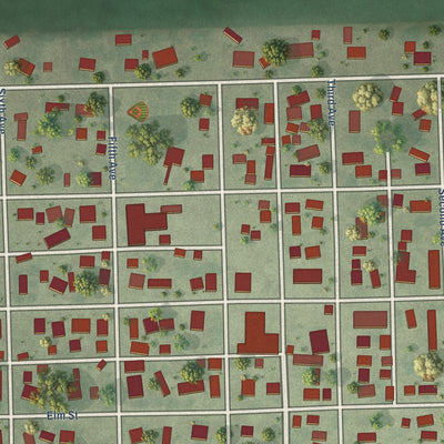 Close-up of the map of South Wilmington, Illinois print showing street and building detail