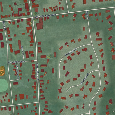 Close-up of the map of Pennington, New Jersey print showing street and building detail