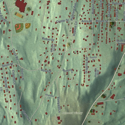 Close-up of the map of Marlboro, New York print showing street and building detail