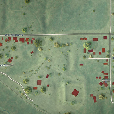 Close-up of the map of Stoy, Illinois print showing street and building detail