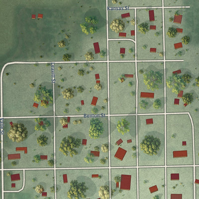 Close-up of the map of Hardy, Nebraska print showing street and building detail