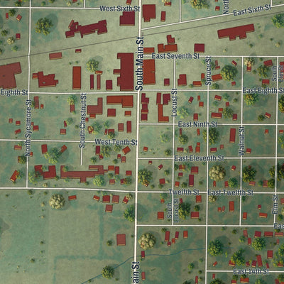 Close-up of the map of Lockwood, Missouri print showing street and building detail