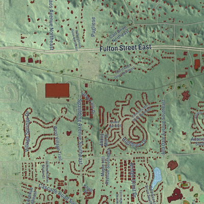 Close-up of the map of Ada, Michigan print showing street and building detail