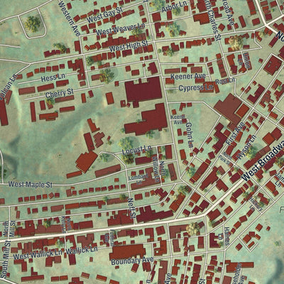 Close-up of the map of Red Lion, Pennsylvania print showing street and building detail