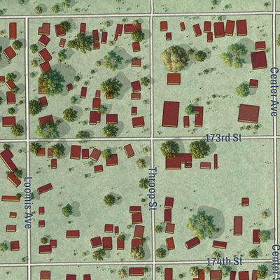 Close-up of the map of East Hazel Crest, Illinois print showing street and building detail