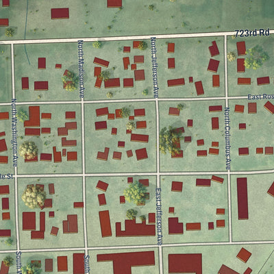 Close-up of the map of Plymouth, Nebraska print showing street and building detail