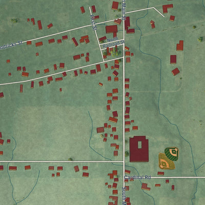 Close-up of the map of Fillmore, Indiana print showing street and building detail