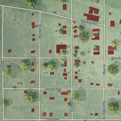Close-up of the map of Java, South Dakota print showing street and building detail