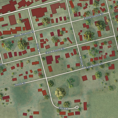 Close-up of the map of Sadorus, Illinois print showing street and building detail