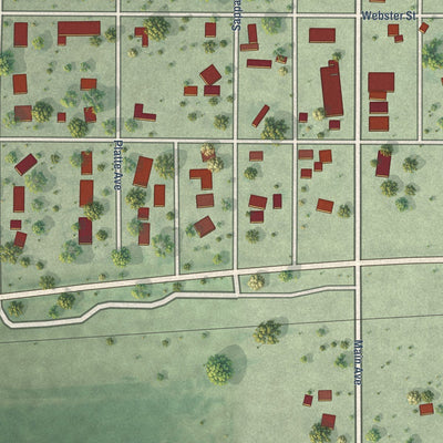 Close-up of the map of Stamford, Nebraska print showing street and building detail