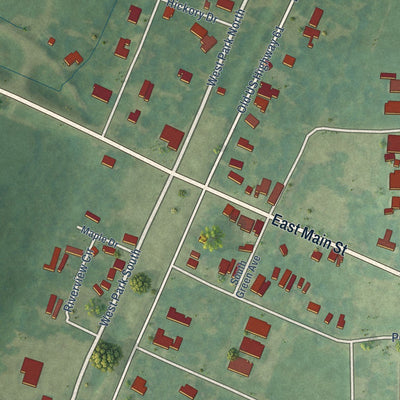 Close-up of the map of Duncan, Mississippi print showing street and building detail