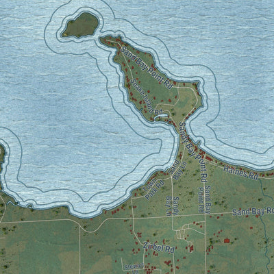 Close-up of the map of Nasewaupee, Wisconsin print showing street and building detail