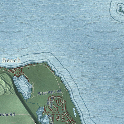 Close-up of the map of Bay Mills, Michigan print showing street and building detail