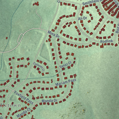 Close-up of the map of Middletown, Maryland print showing street and building detail
