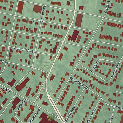 Close-up of the map of Neptune City, New Jersey print showing street and building detail