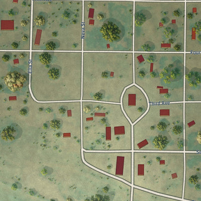 Close-up of the map of Antler, North Dakota print showing street and building detail