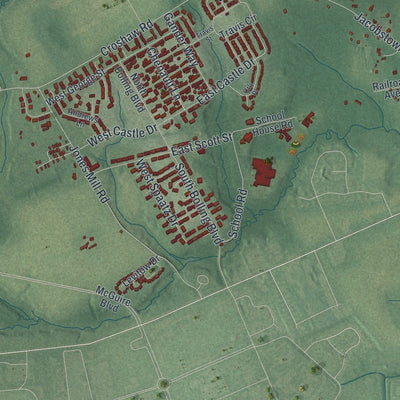 Close-up of the map of North Hanover, New Jersey print showing street and building detail