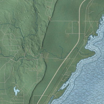 Close-up of the map of Baldwin, Delta County, Michigan print showing street and building detail