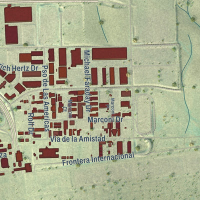 Close-up of the map of Otay Mesa, California print showing street and building detail