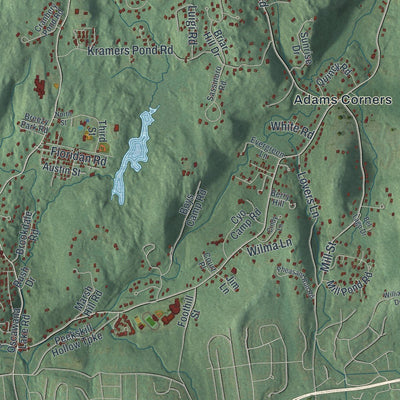Close-up of the map of Putnam Valley, New York print showing street and building detail