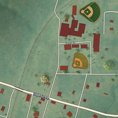 Close-up of the map of Sasakwa, Oklahoma print showing street and building detail