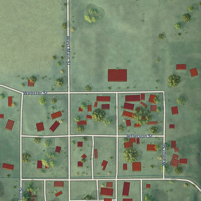 Close-up of the map of Naponee, Nebraska print showing street and building detail