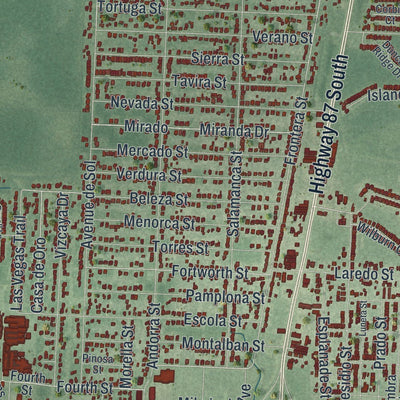 Close-up of the map of Navarre, Florida print showing street and building detail