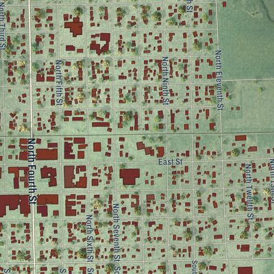 Close-up of the map of David City, Nebraska print showing street and building detail