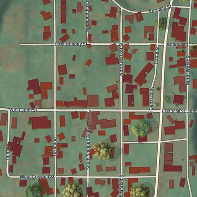 Close-up of the map of McVeytown, Pennsylvania print showing street and building detail