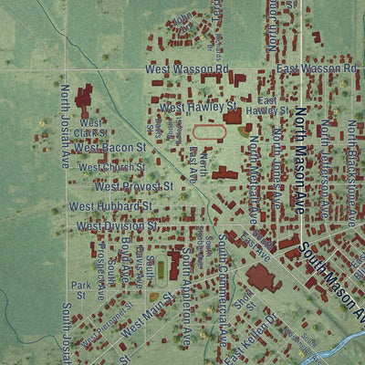Close-up of the map of Amboy, Illinois print showing street and building detail