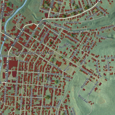 Close-up of the map of the City of Carbondale, Lackawanna County, Pennsylvania print showing street and building detail
