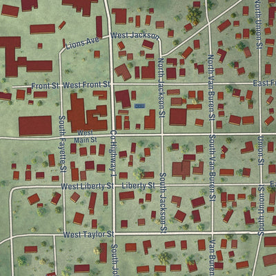 Close-up of the map of Newark, Illinois print showing street and building detail