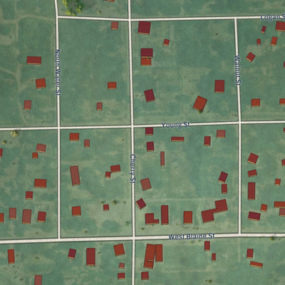Close-up of the map of Latham, Kansas print showing street and building detail