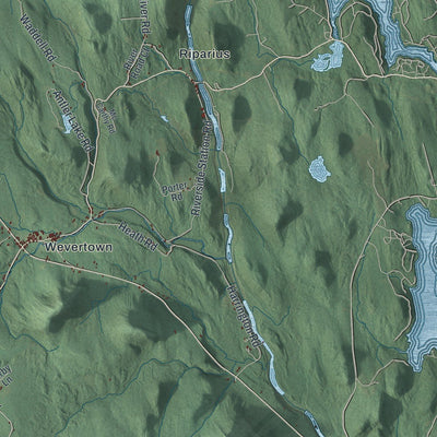 Close-up of the map of Johnsburg, New York print showing street and building detail