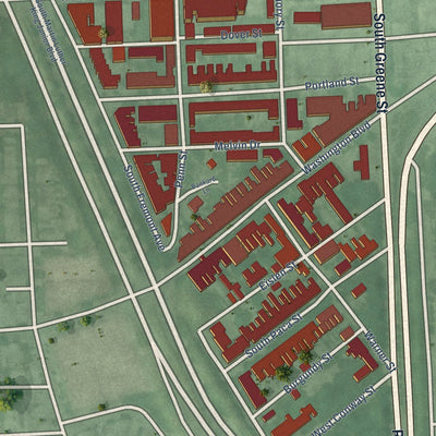 Close-up of the map of Ridgely's Delight, Maryland print showing street and building detail