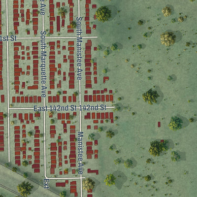 Close-up of the map of Burnham, Illinois print showing street and building detail