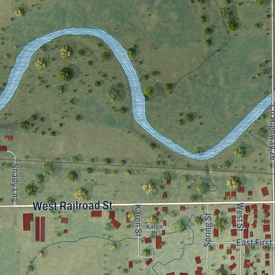 Close-up of the map of Kingston, Illinois print showing street and building detail