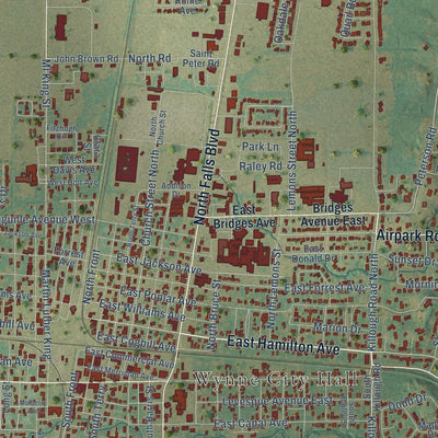 Close-up of the map of Wynne, Arkansas print showing street and building detail