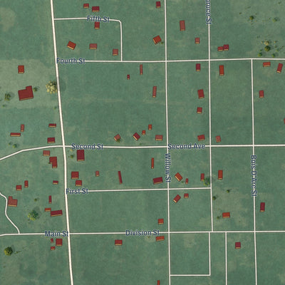 Close-up of the map of Lehigh, Oklahoma print showing street and building detail