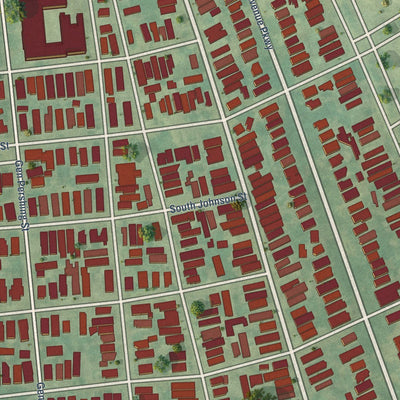 Close-up of the map of Broadmoor, Louisiana print showing street and building detail