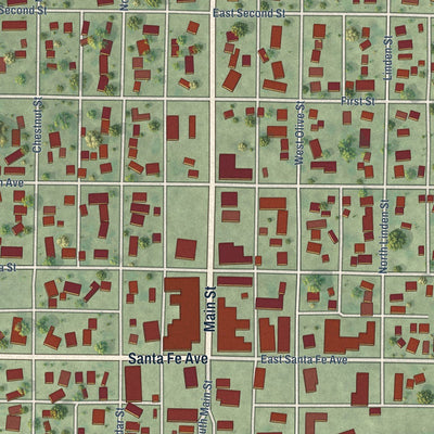 Close-up of the map of Toluca, Illinois print showing street and building detail