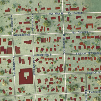 Close-up of the map of White, South Dakota print showing street and building detail