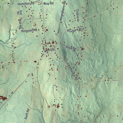 Close-up of the map of Pompey, New York print showing street and building detail